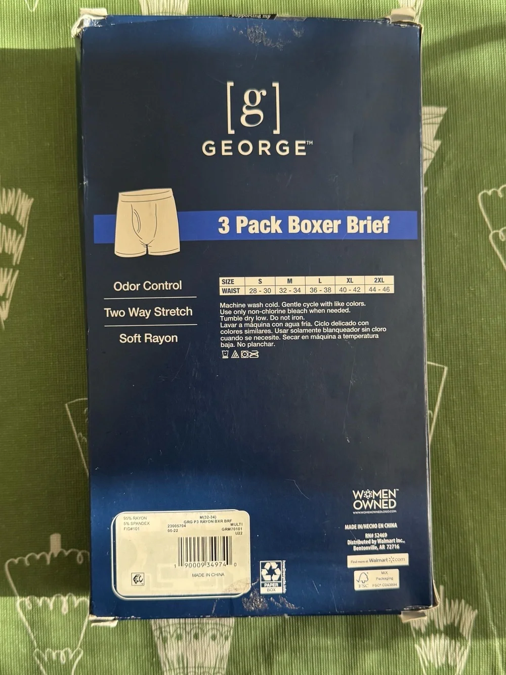 George Men's 3 Pack Soft Touch Rayon 6 Inch Boxer Briefs M 32-34 Assorted Blue